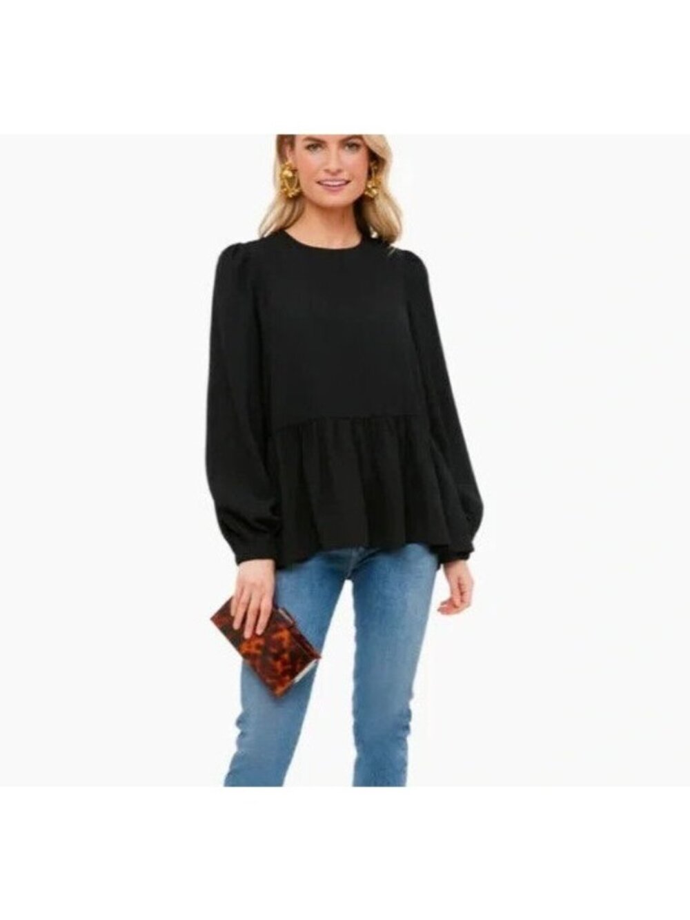 Pomander Place by Tuckernuck Black Carlota Blouse size M Medium NWT Peplum Top